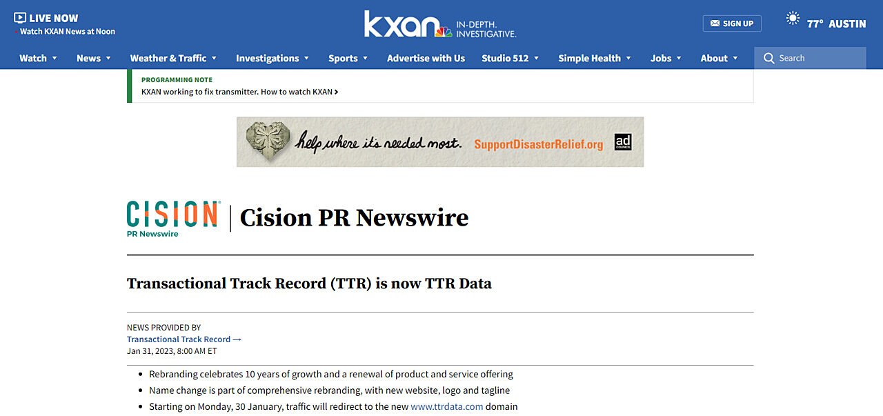 Transactional Track Record (TTR) is now TTR Data